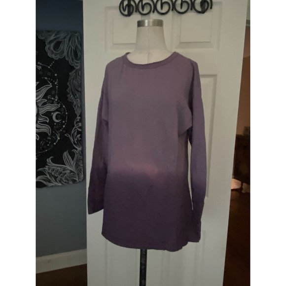 NWT Indigo Thread purple color fade sweatshirt top ruffled sleeve XS RUNS BIG - Picture 1 of 4